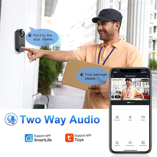 Wireless Video Doorbell with Night Vision and Two-Way Audio for Smart Home Security