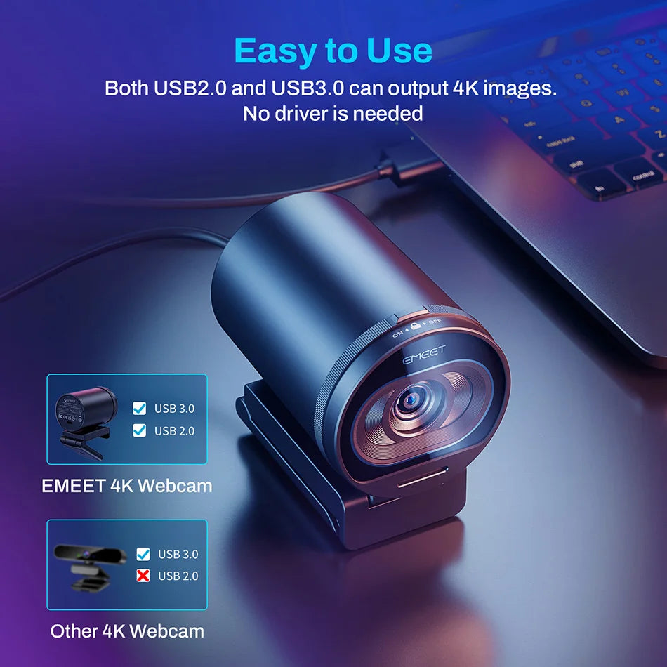 Webcam 4K Streaming Web Camera 1080P 60FPS