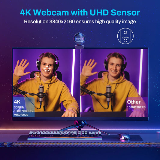 Webcam 4K Streaming Web Camera 1080P 60FPS