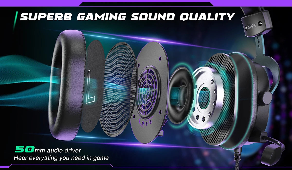 "FIFINE Gaming Headphones Mixer-H9 – Immersive Audio and Comfort for PC, Mac, and Consoles"
